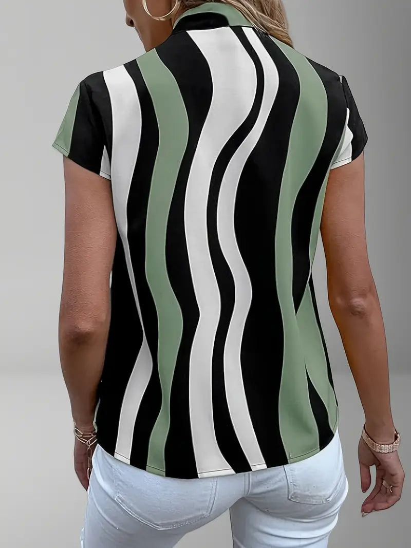 Genovra – Printed Tie Collar Blouse