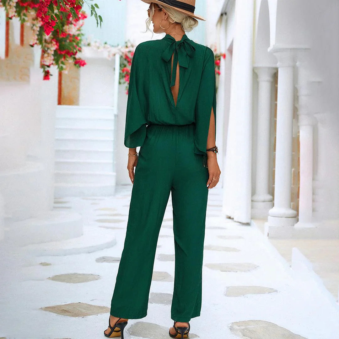 Shelly – Elegant High Neck and Wide Legs Jumpsuit
