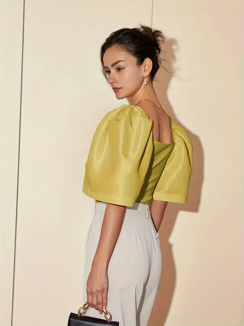 Clara – Stylish Satin Puff Sleeves Blouse
