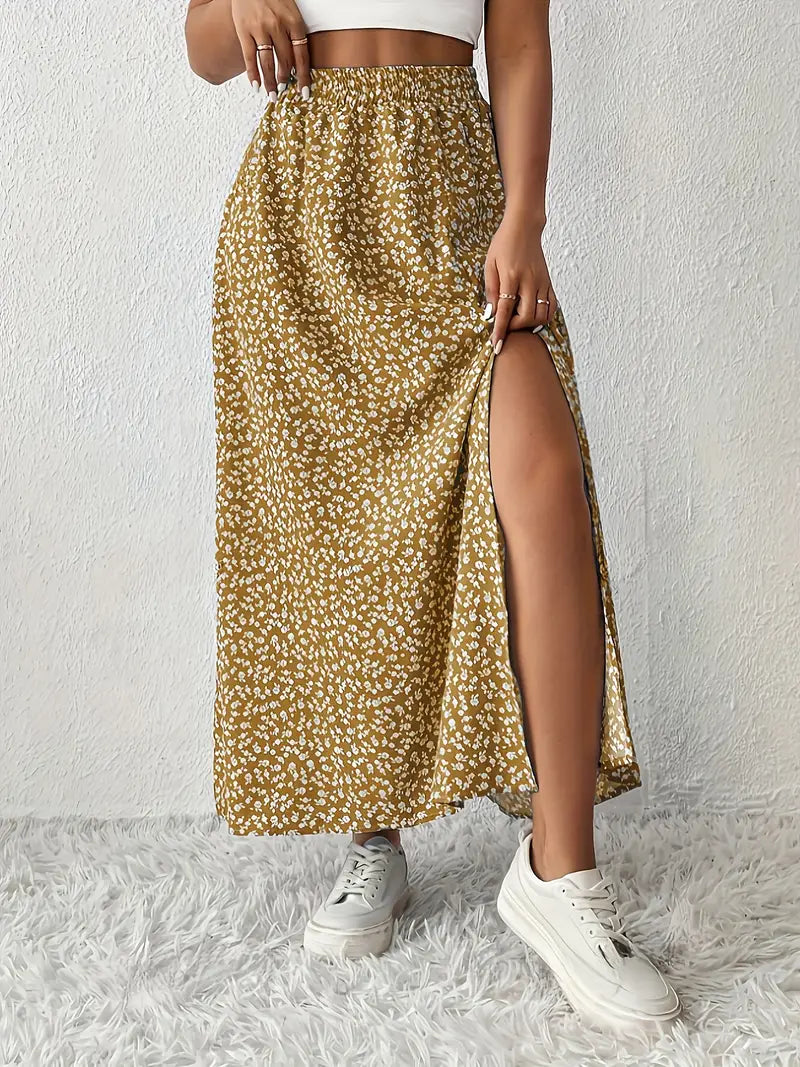 Aori – Elegant High-waisted Maxi Skirts with Floral Print