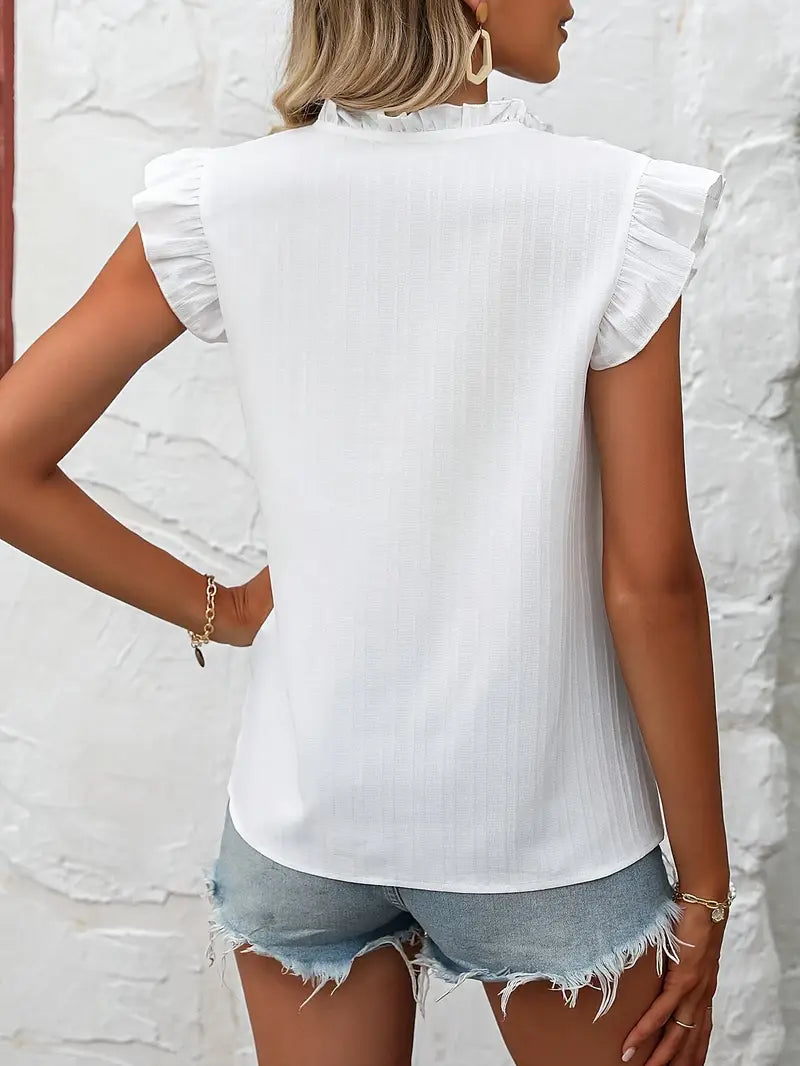 Elysia - Vintage Embroidered Ruffle Sleeves Blouse