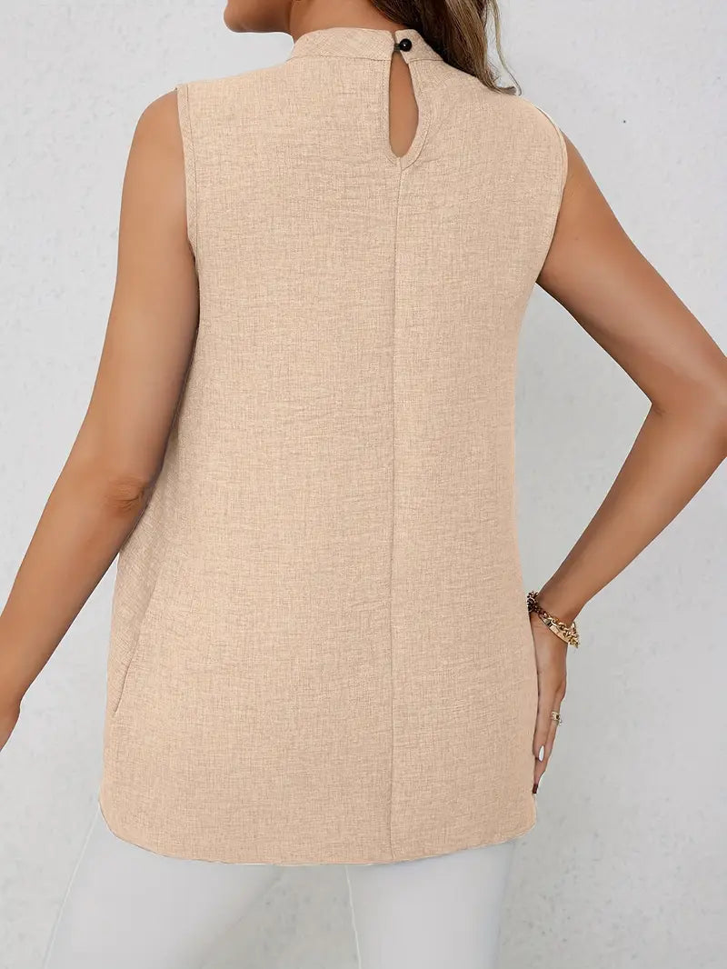 Zyra – Stylish Sleeveless Blouse with High Collar
