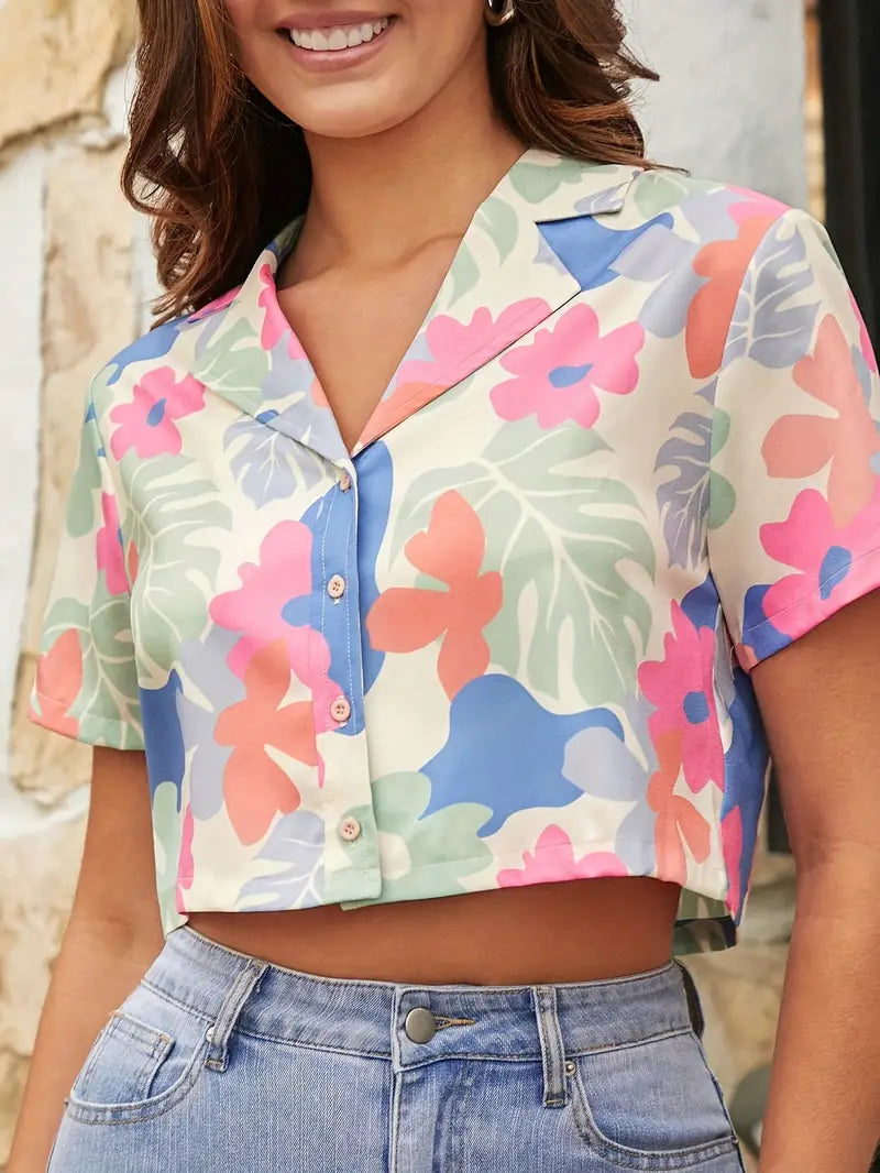 Mordessa – Tropical Breeze Short-Sleeved Button-Down Shirt