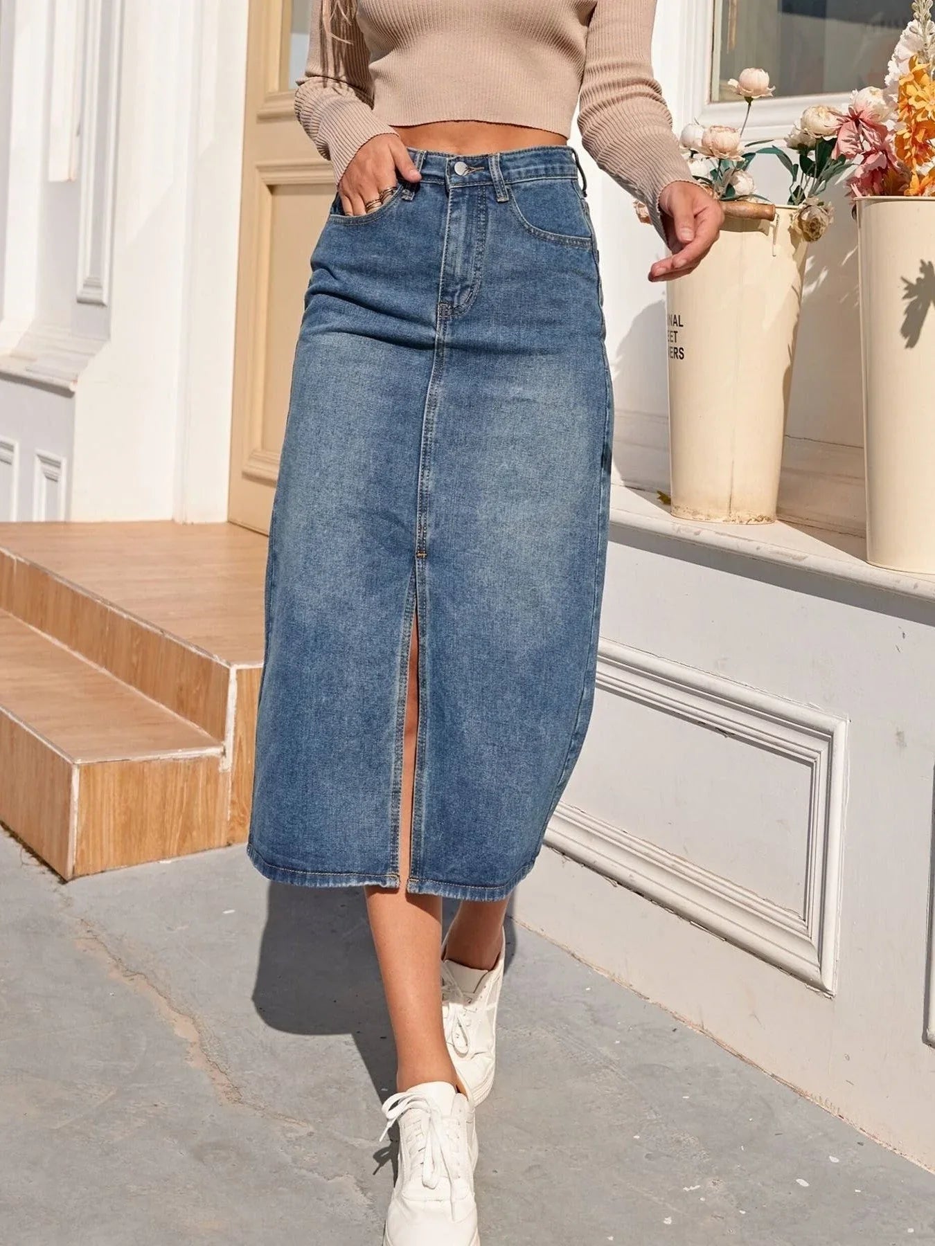 Xyrah – Classic Denim Skirt