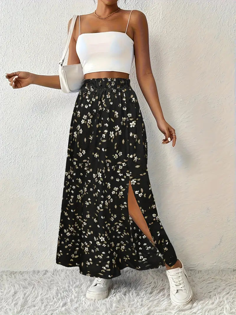 Louvina – Maxi Skirt with Floral Slit