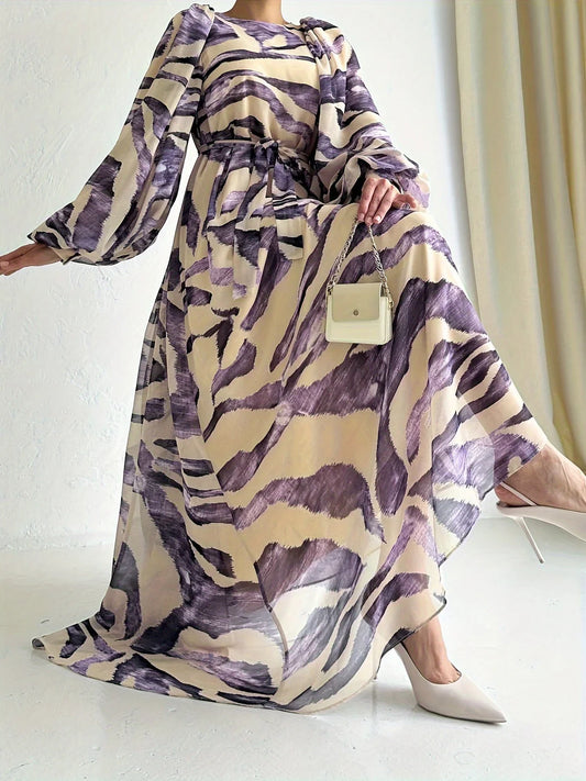 Elisire – Artistic Print Chiffon Maxi Dress