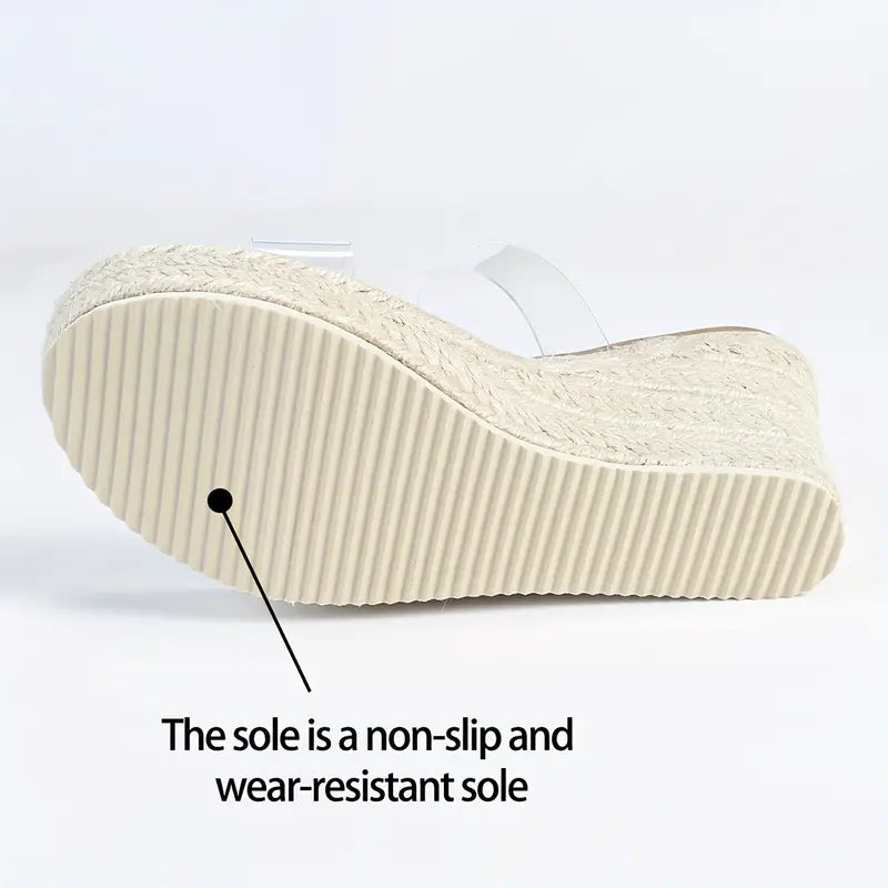 Lilou – Clear Strap Espadrille Mules Wedge Heel