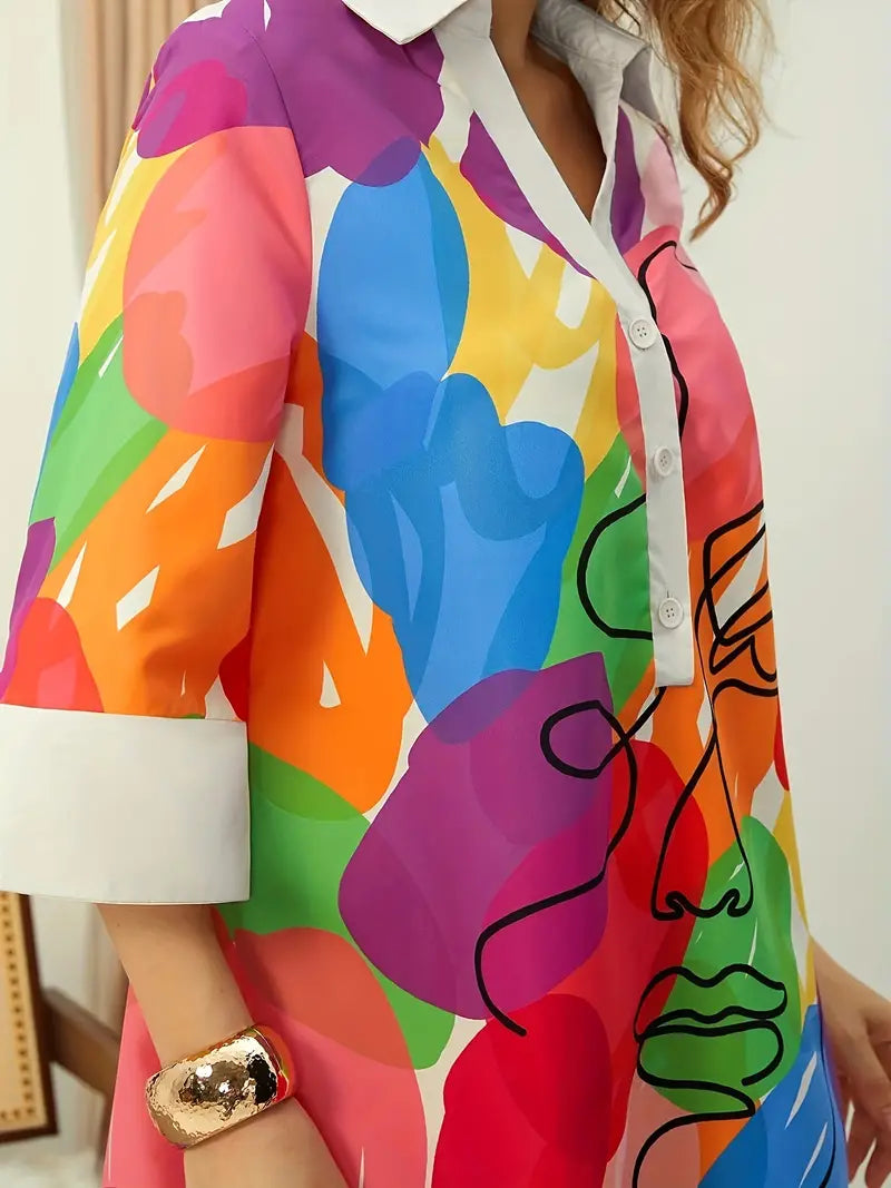 Rihanna – Colorful Shirt Dress
