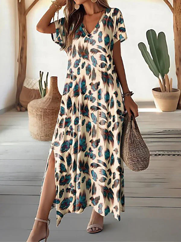 Rosavine – Stylish Maxi Dress with Animal Print