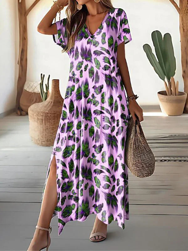Rosavine – Stylish Maxi Dress with Animal Print