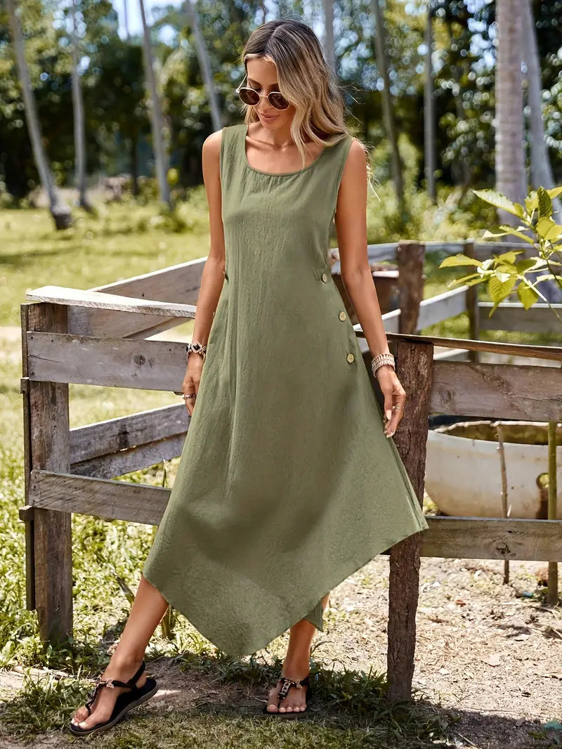Joia – Boho-chic Dress with Sleeveless Handkerchief Hem