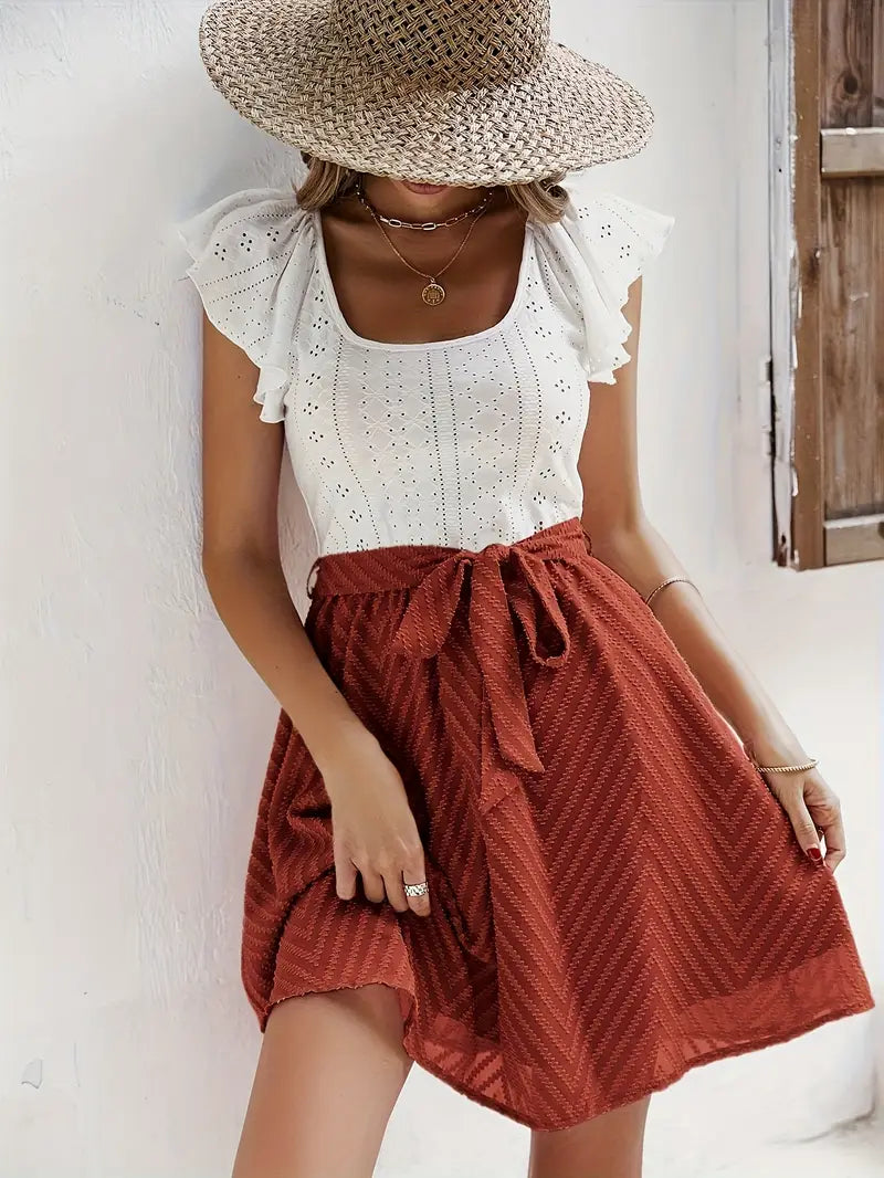 Wilhelmina – Cap-sleeve Top and Waist-waisted Skirt Set