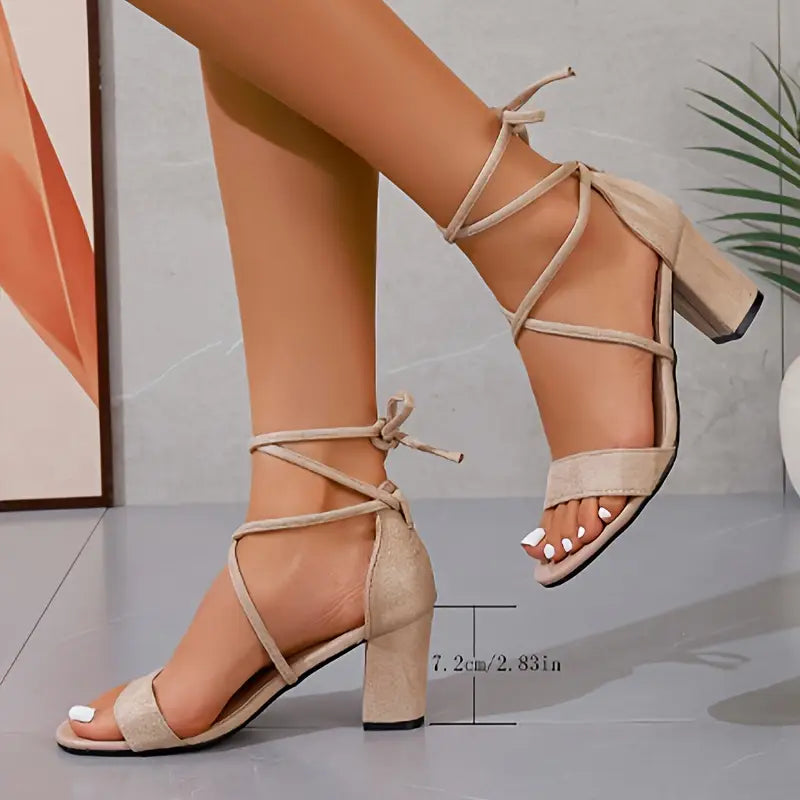 Veyani – Suede Block Heel Ankle Strap Sandals