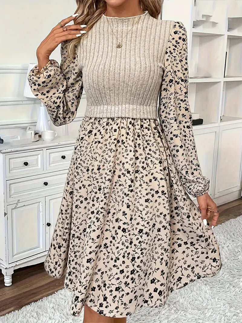 Fatima – Stylish Floral Pattern Knitted Dress