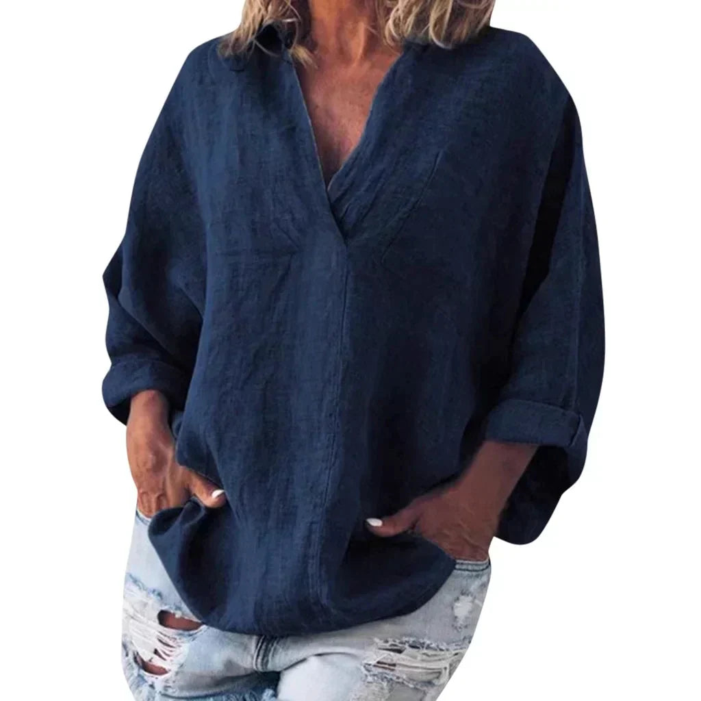 Francie – Linen V-neck blouse