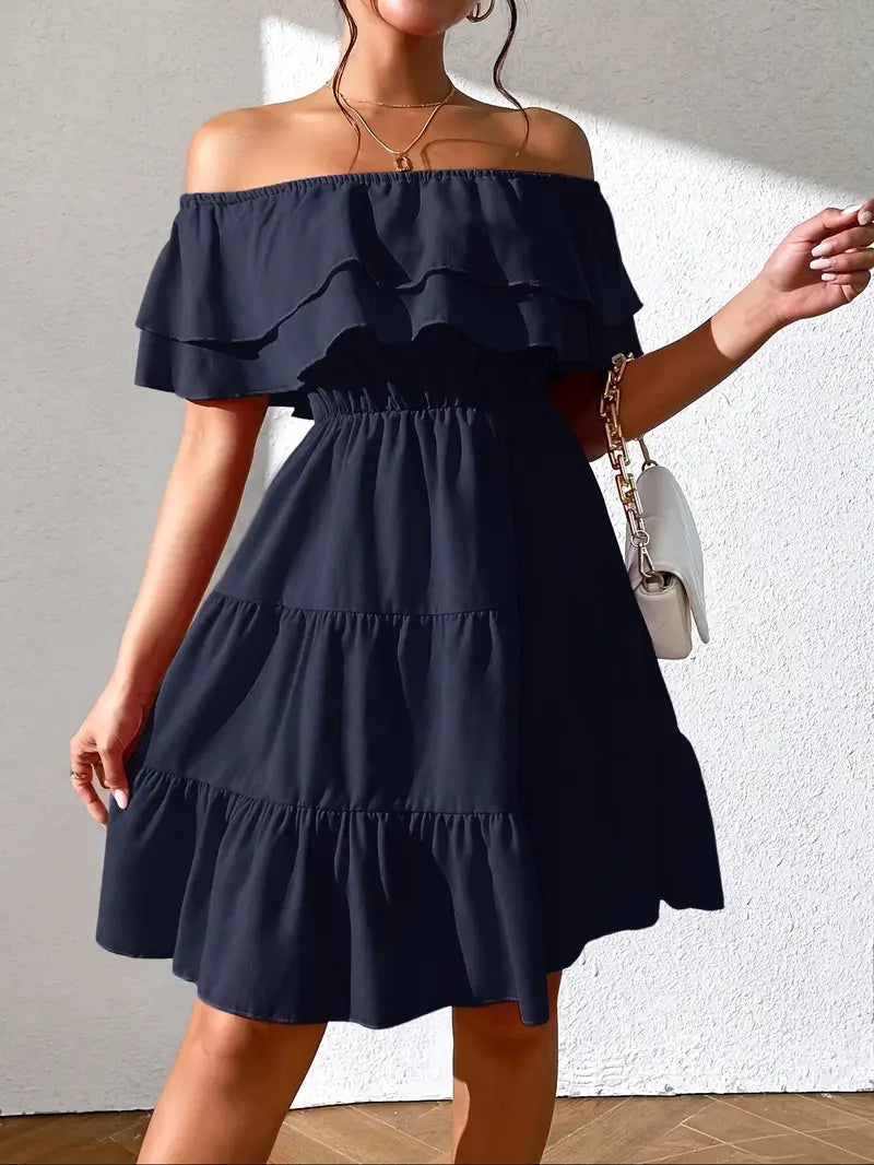 Salem – Elegant Off-shoulder Ruffled Dress