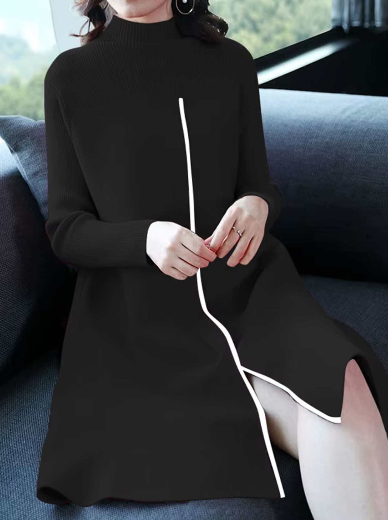 Bambi – Knitted Mock Neck Vintage Dress