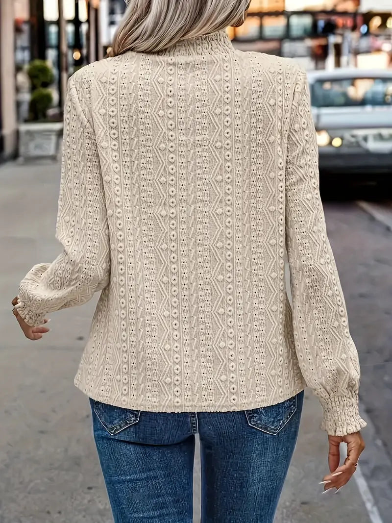 Rowindra – Classic Ruffle Trim Long Sleeve Blouse