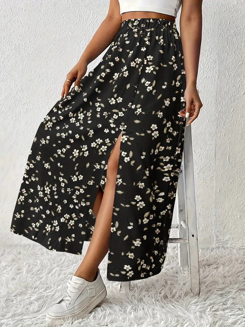 Louvina – Maxi Skirt with Floral Slit
