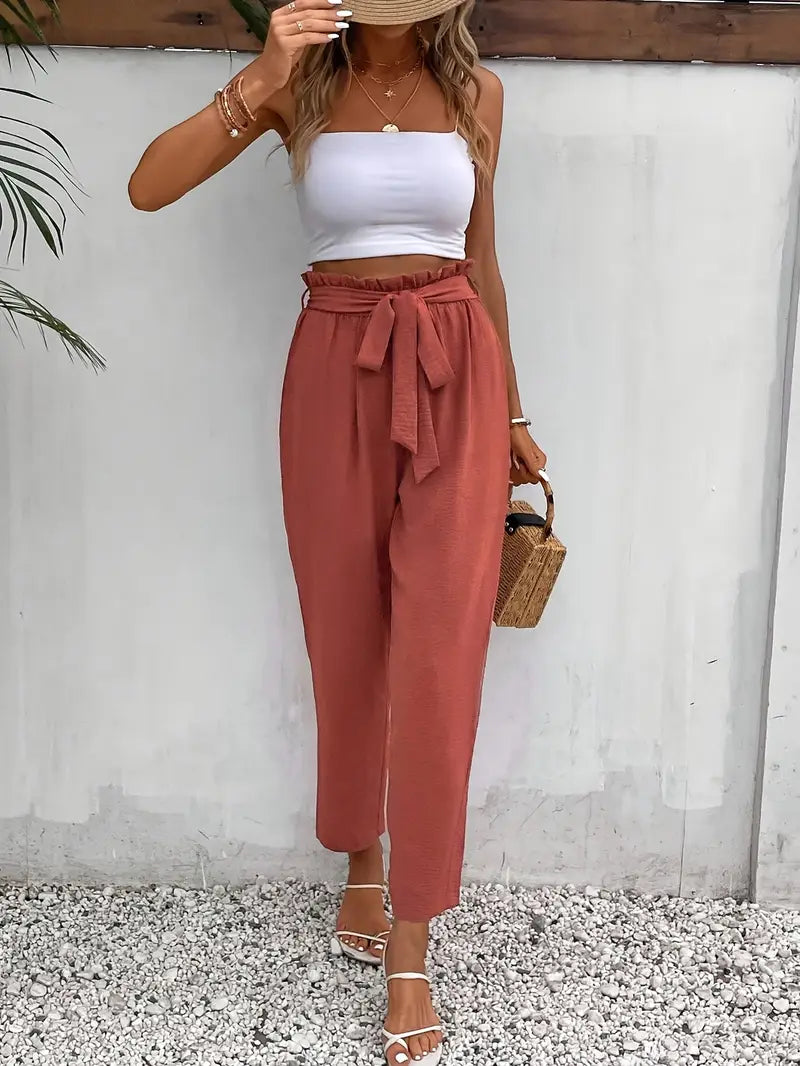 Alliana – High-waisted Trousers with Belt