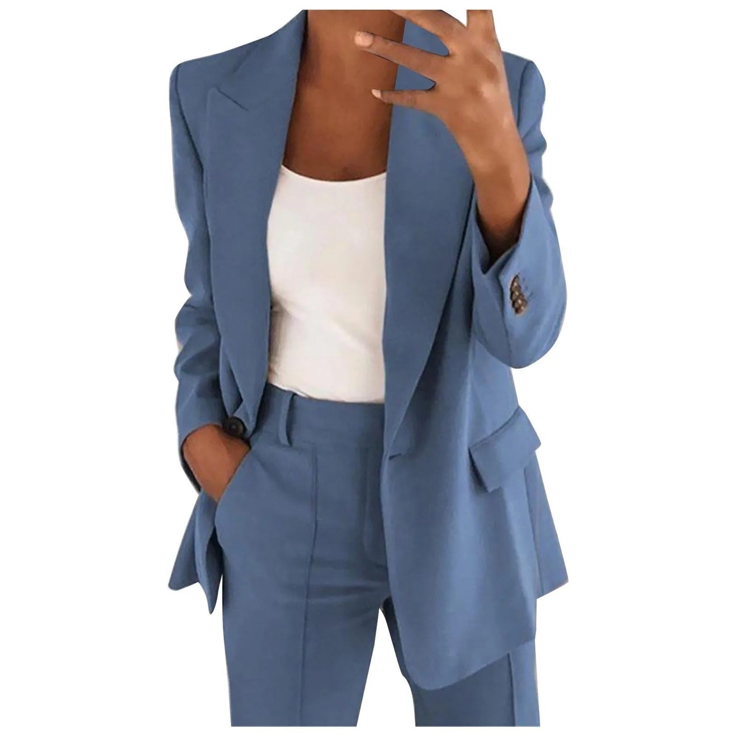 MiraSet - Women's Suit Set with Blazer and Trousers in Solid Color