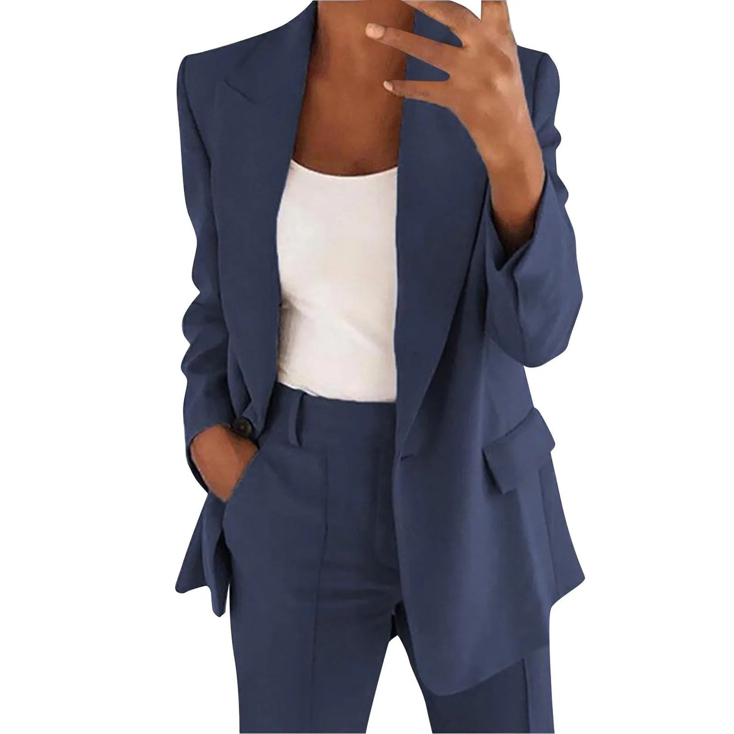 MiraSet - Women's Suit Set with Blazer and Trousers in Solid Color
