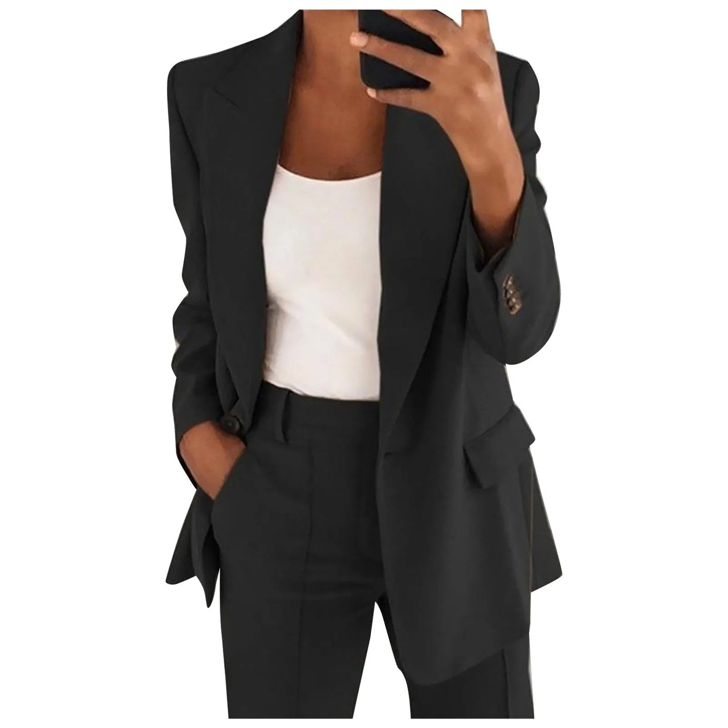 MiraSet - Women's Suit Set with Blazer and Trousers in Solid Color