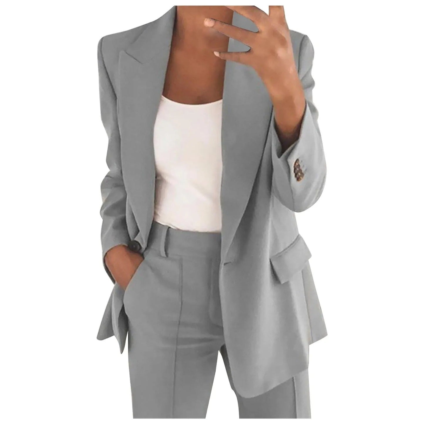 MiraSet - Women's Suit Set with Blazer and Trousers in Solid Color