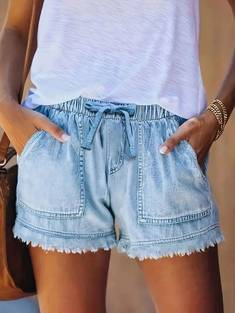 Velisandre – Light Wash Cotton Denim Shorts