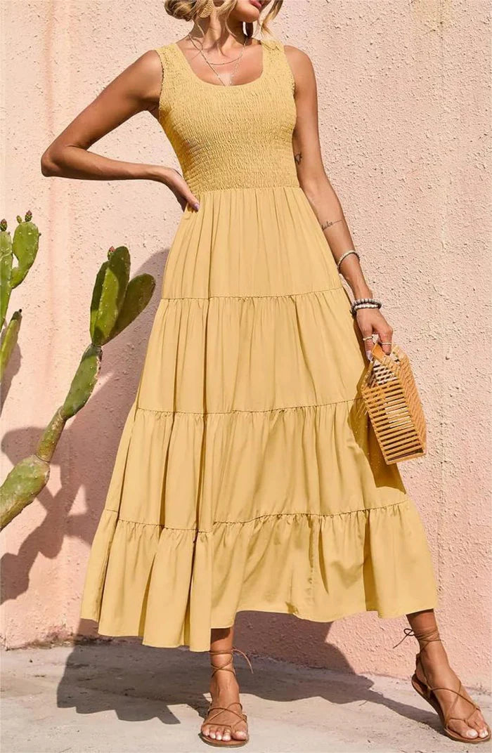 Arcelia – Adorable Sleeveless Tiered Maxi Dress