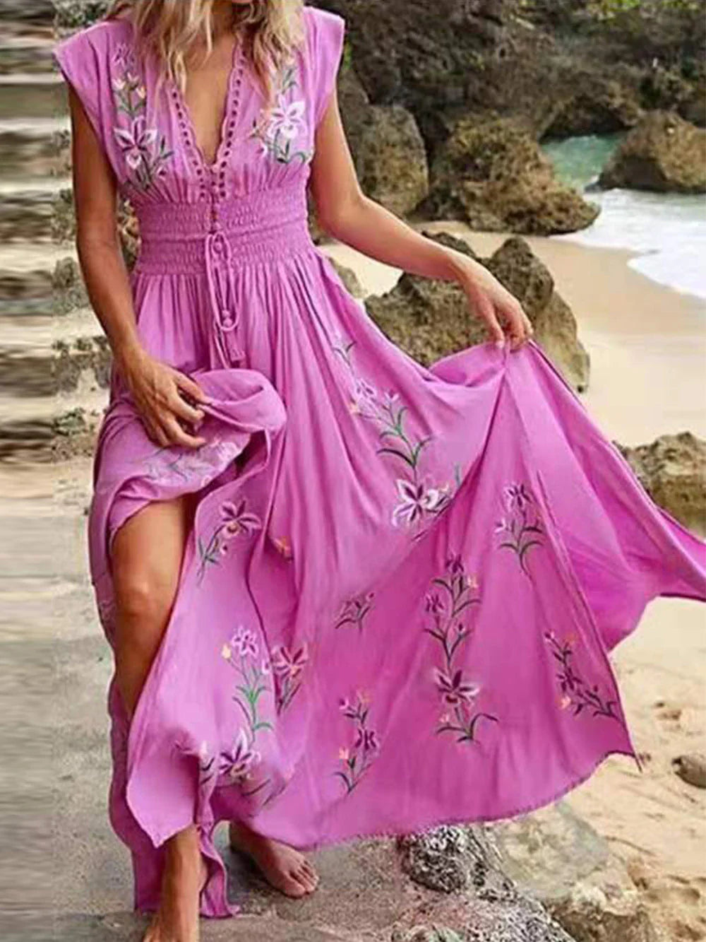 Carmela - Elegant Boho Floral Maxi Dress
