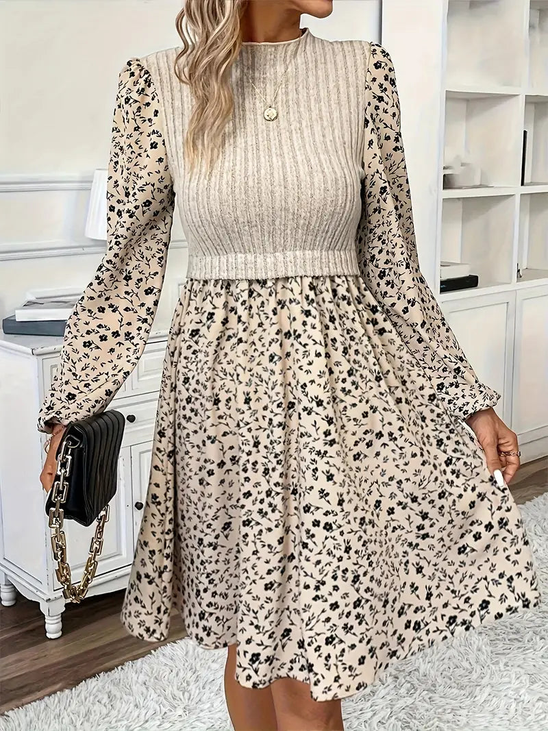 Fatima – Stylish Floral Pattern Knitted Dress