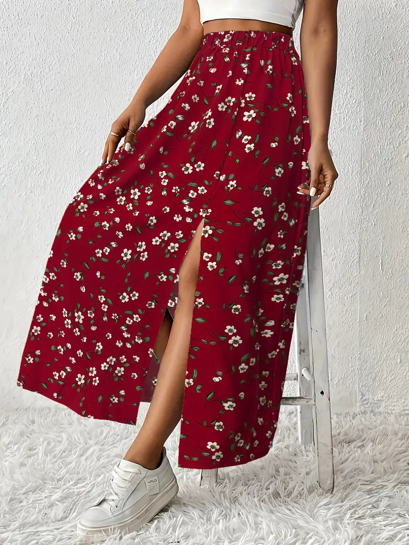 Louvina – Maxi Skirt with Floral Slit
