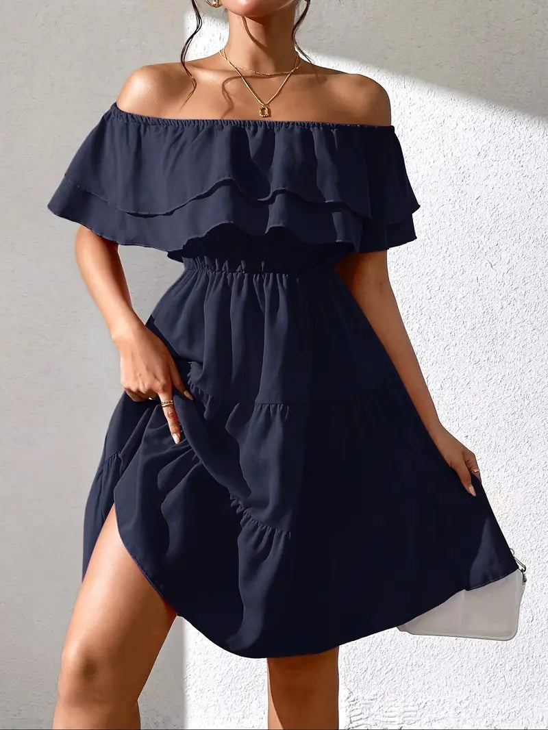 Salem – Elegant Off-shoulder Ruffled Dress