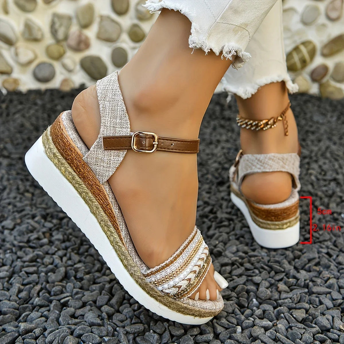 Nolienne – Stylish Braided Espadrille Wedge Sandals