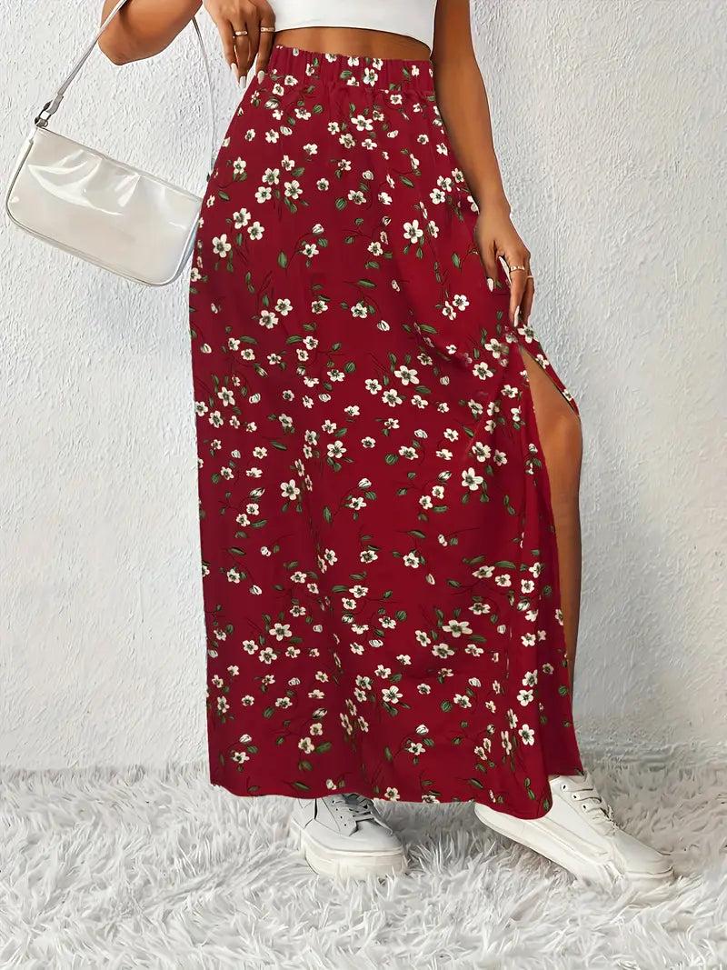 Louvina – Maxi Skirt with Floral Slit