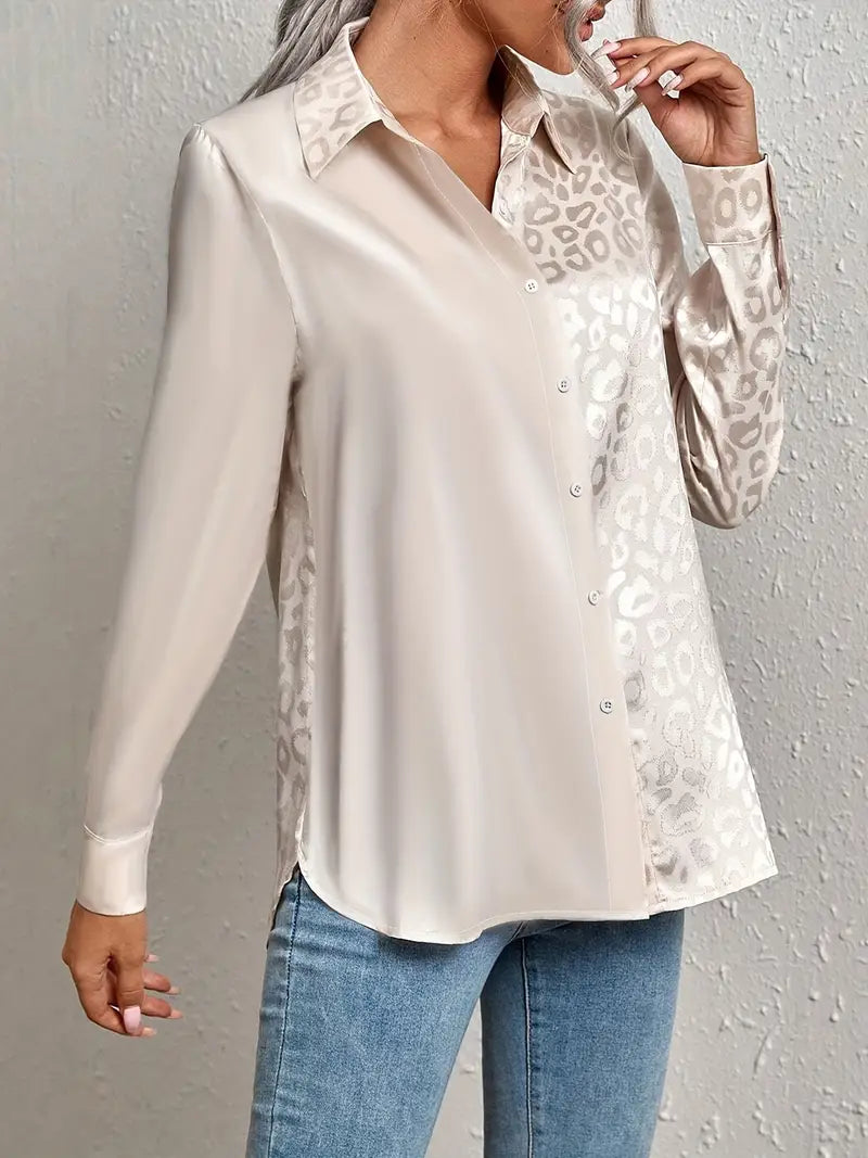 Lenoria – Elegant Satin Button Down Blouse
