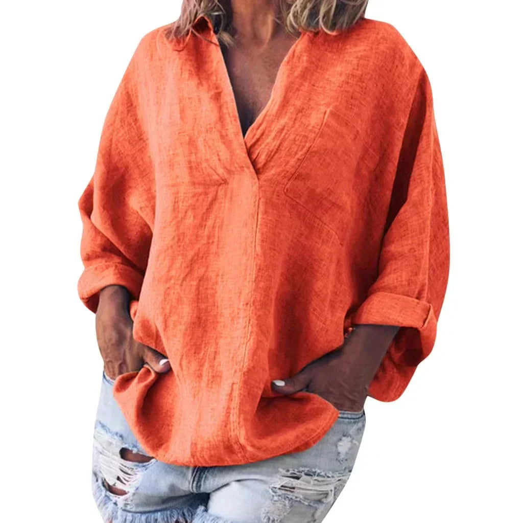 Francie – Linen V-neck blouse