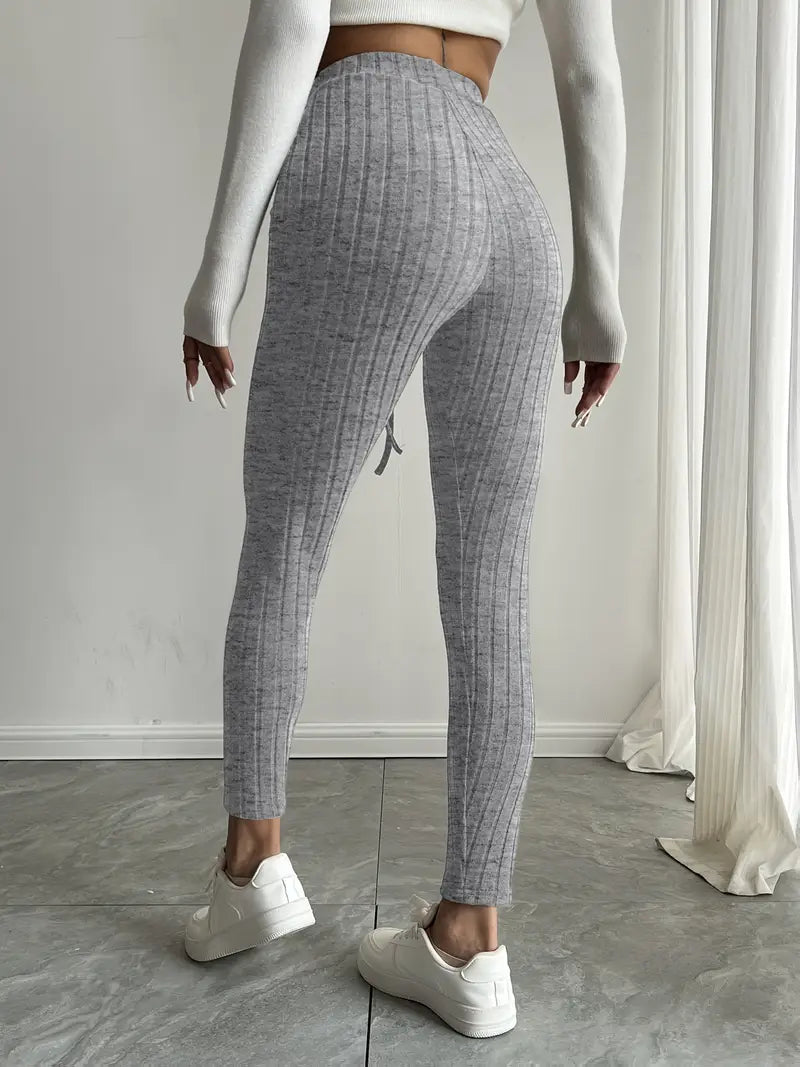Anouk – Ribbed High-waisted Drawstring Leggings