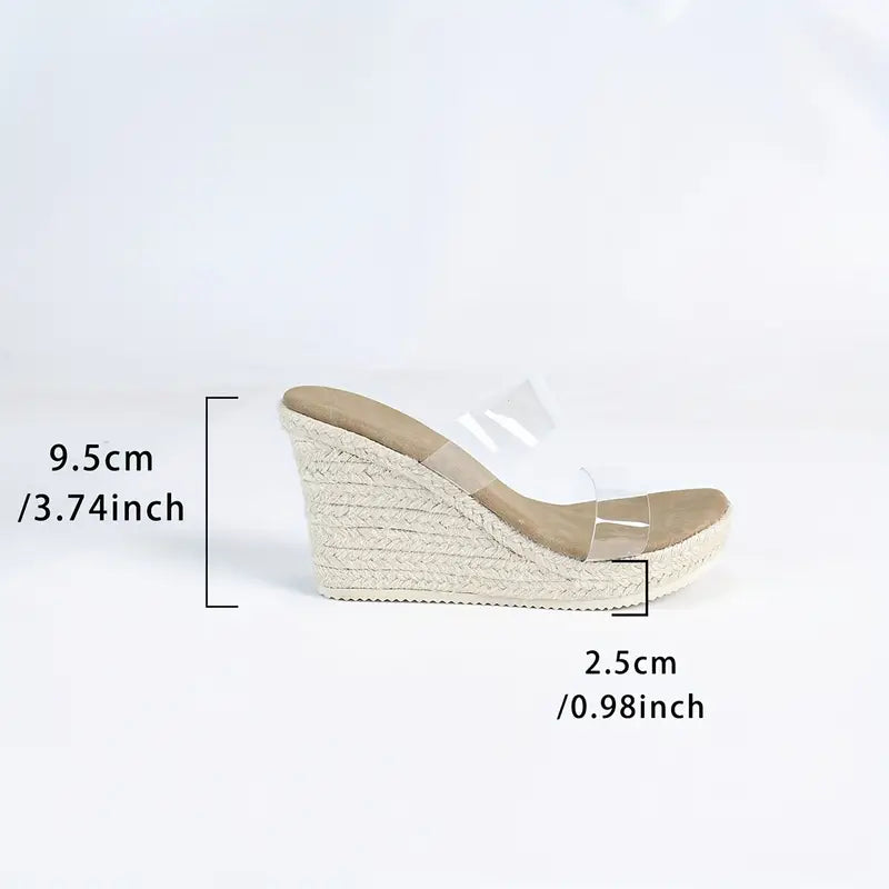 Lilou – Clear Strap Espadrille Mules Wedge Heel