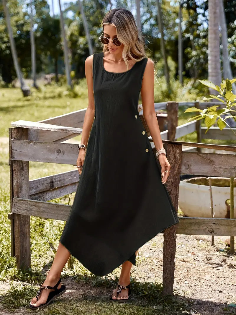 Joia – Boho-chic Dress with Sleeveless Handkerchief Hem