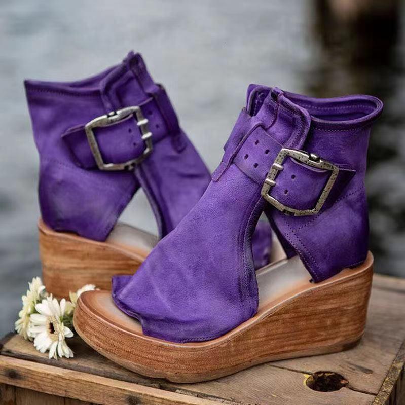Sivaya – Vintage Leather Wedge Sandals
