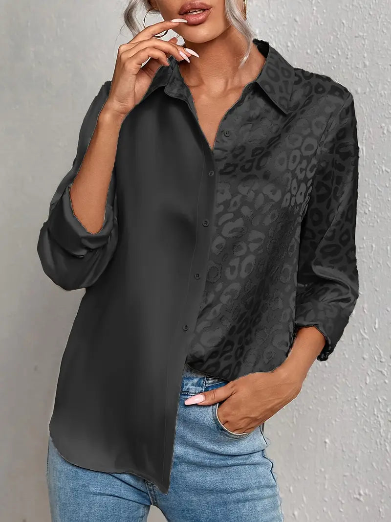 Lenoria – Elegant Satin Button Down Blouse