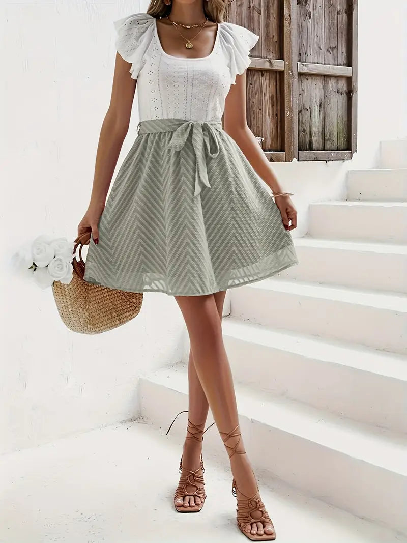 Wilhelmina – Cap-sleeve Top and Waist-waisted Skirt Set