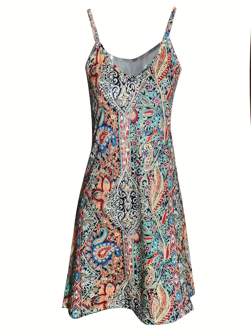 Clarimond – Sexy Paisley Printed Sleeveless Dress