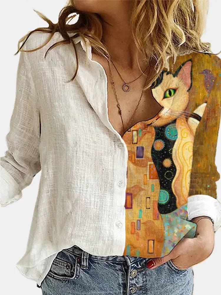 Mireza – Artistic Cotton Linen Button-down Blouse