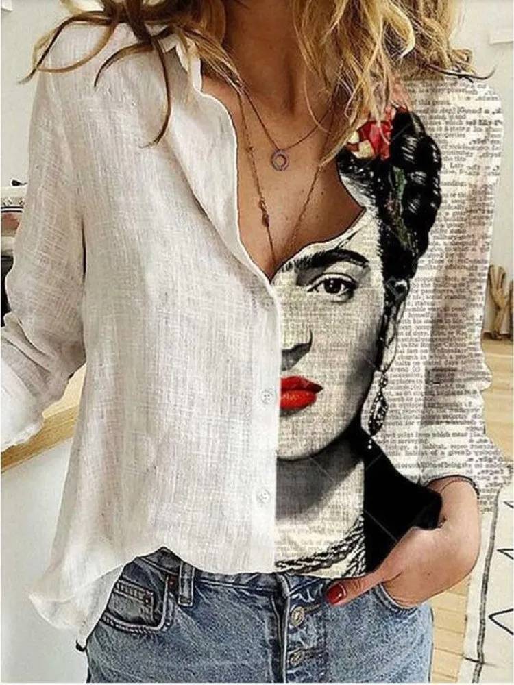 Mireza – Artistic Cotton Linen Button-down Blouse