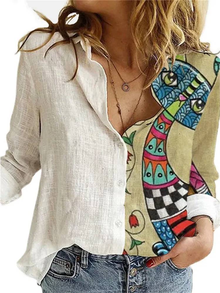 Mireza – Artistic Cotton Linen Button-down Blouse
