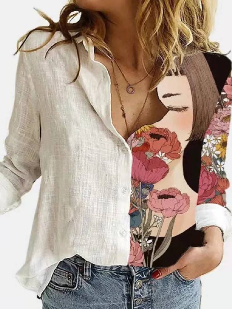 Mireza – Artistic Cotton Linen Button-down Blouse