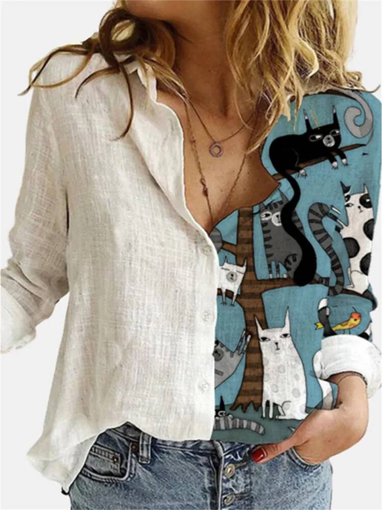 Mireza – Artistic Cotton Linen Button-down Blouse
